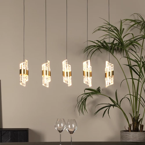 Lucide KLIGANDE - Pendelleuchten - LED Dim. - 5x7,8W 2700K - Mattes Gold / Messing - Atmosphäre 1